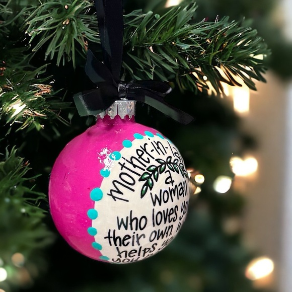 Heartfelt Mother-in-Law Christmas Ornament, Personalized & Hand-Painted Keepsake - Picture 5 of 10